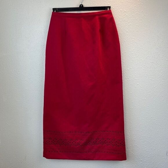 Norton McNaughton Red Skirt Size 8 - Picture 1 of 10